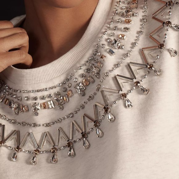 NEW Maeve Size XL Embellished Collar Pullover - Peach - Picture 2 of 7